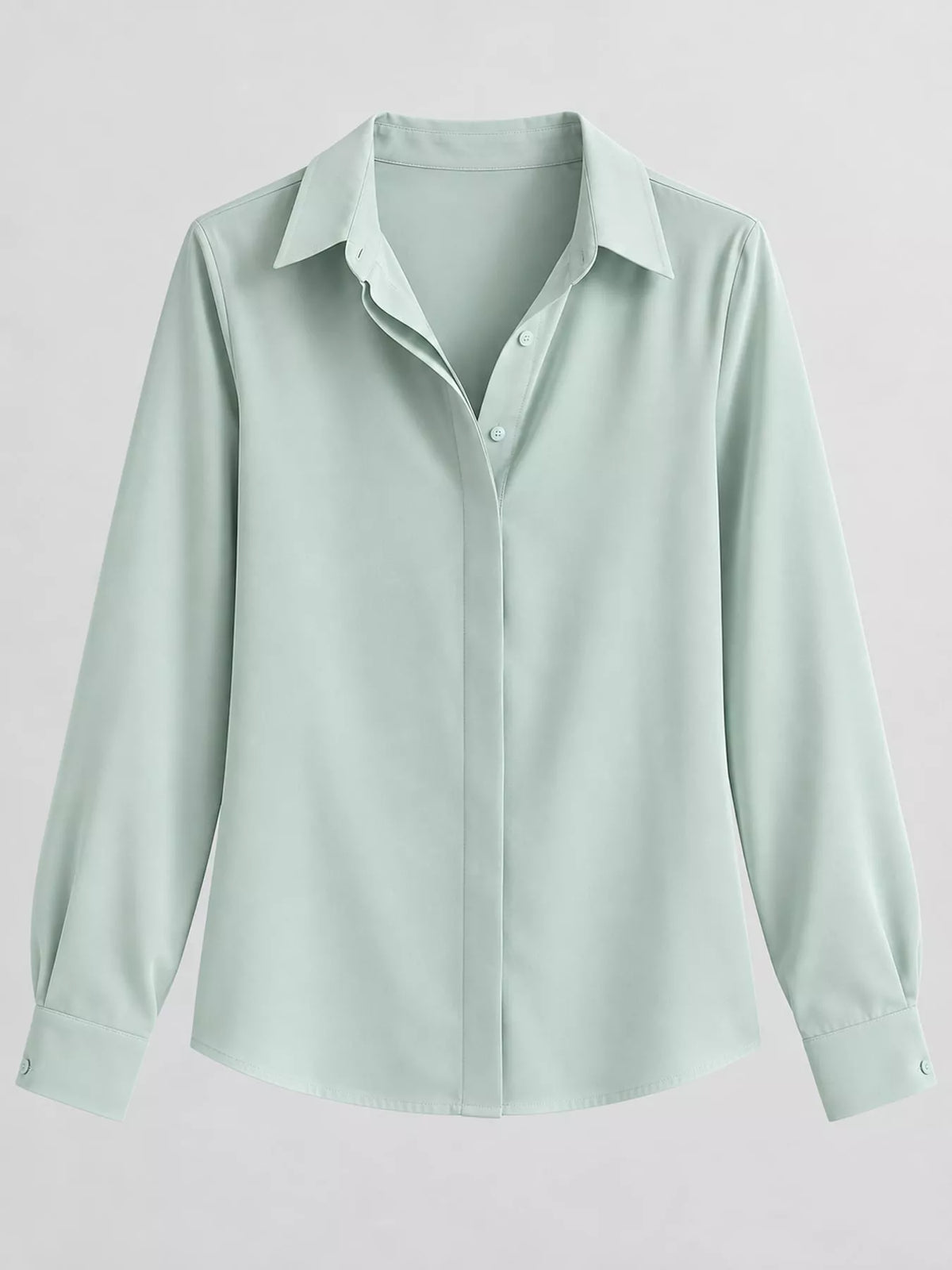 Button Up Long-Sleeve Shirt - Light Green - View 59