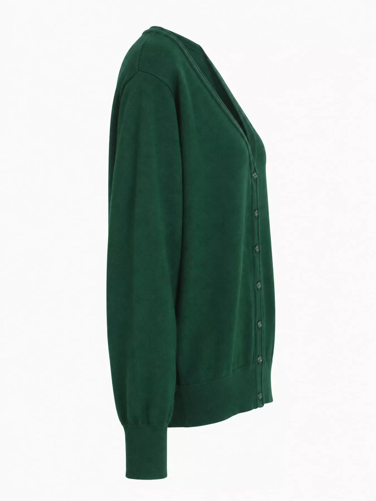 Classic V-Neck Button-Down Knit Cardigan - Dark Green - View 88