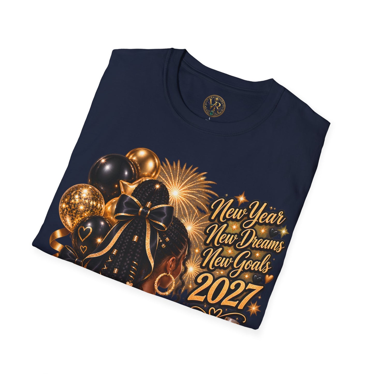 New Year 2027 Celebration Tee - Navy - product view 4 - Navy