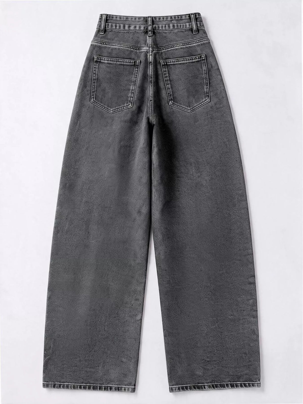 Decorative Button Wide Leg Jeans - Dark Gray - View 36