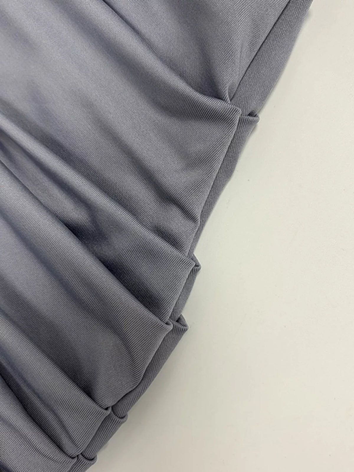 Mock Neck Ruched Bodycon Mini Dress - Dark Gray - View 7