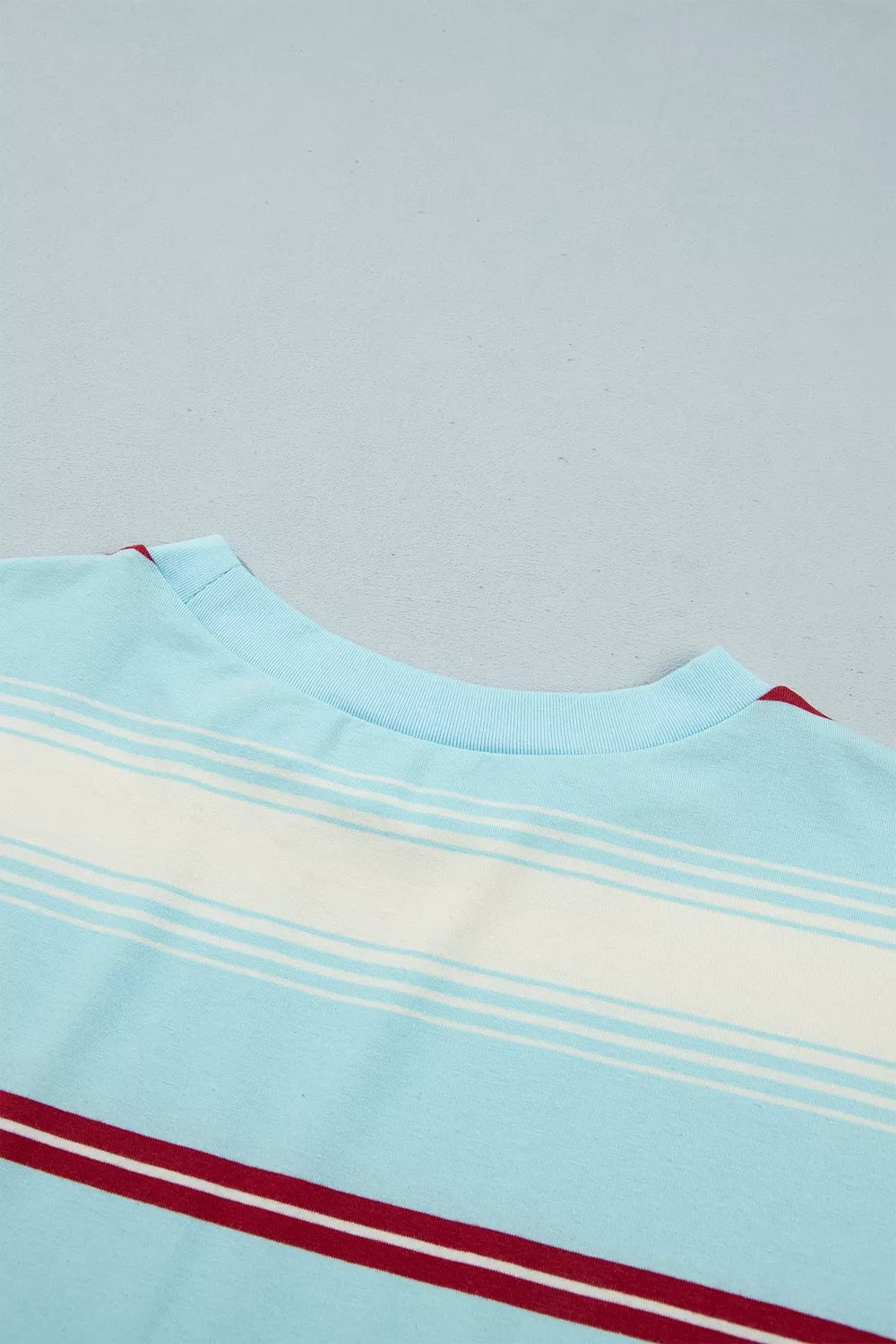 Stripe Casual Striped Patchwork Long Sleeve Loose Pullover Top - Pastel  Blue - View 5