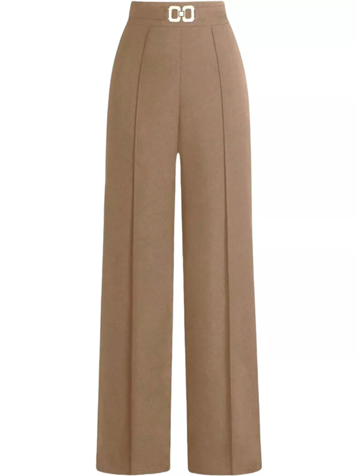 High-Waisted Wide-Leg Pants - Camel - View 18
