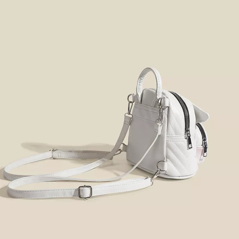 Wings Leather Backpack Bag - White - View 4