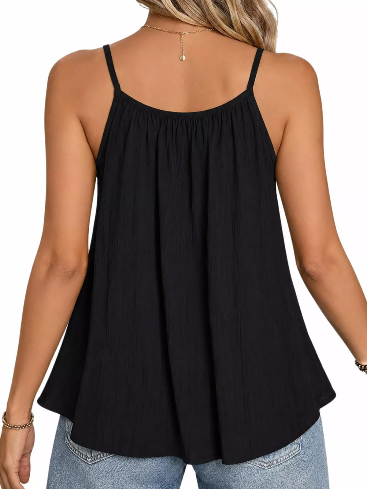Casual Textured Cami - Black - View 6