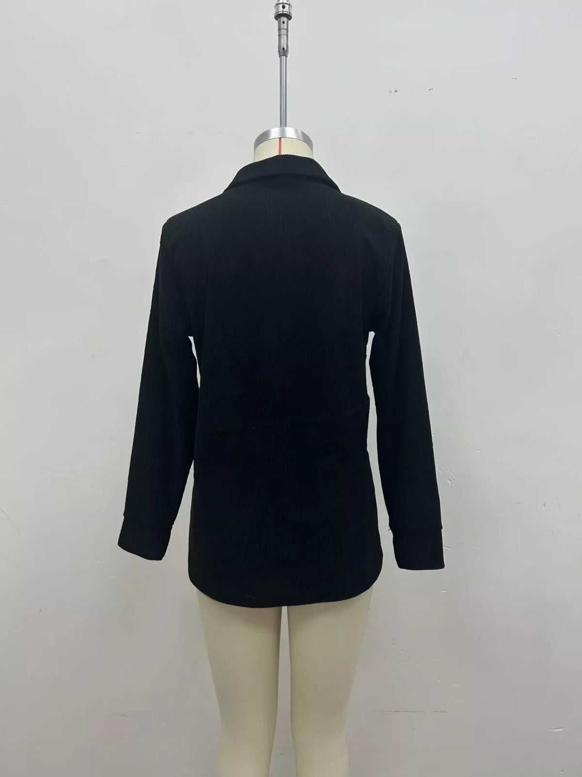 Full Size Button Detail Long Sleeve Top Plus Size - Black - View 3