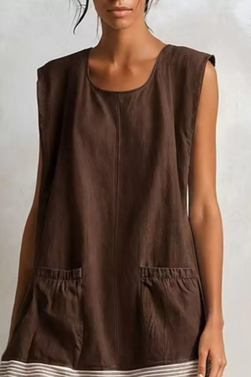 Full Size Ruffled Hem Sleeveless Mini Dress Plus Size - Coffee Brown - View 2