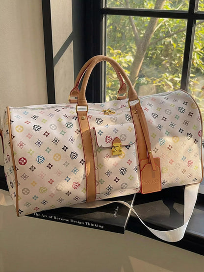 Printed Leather Travel Bag - Cream - View 4