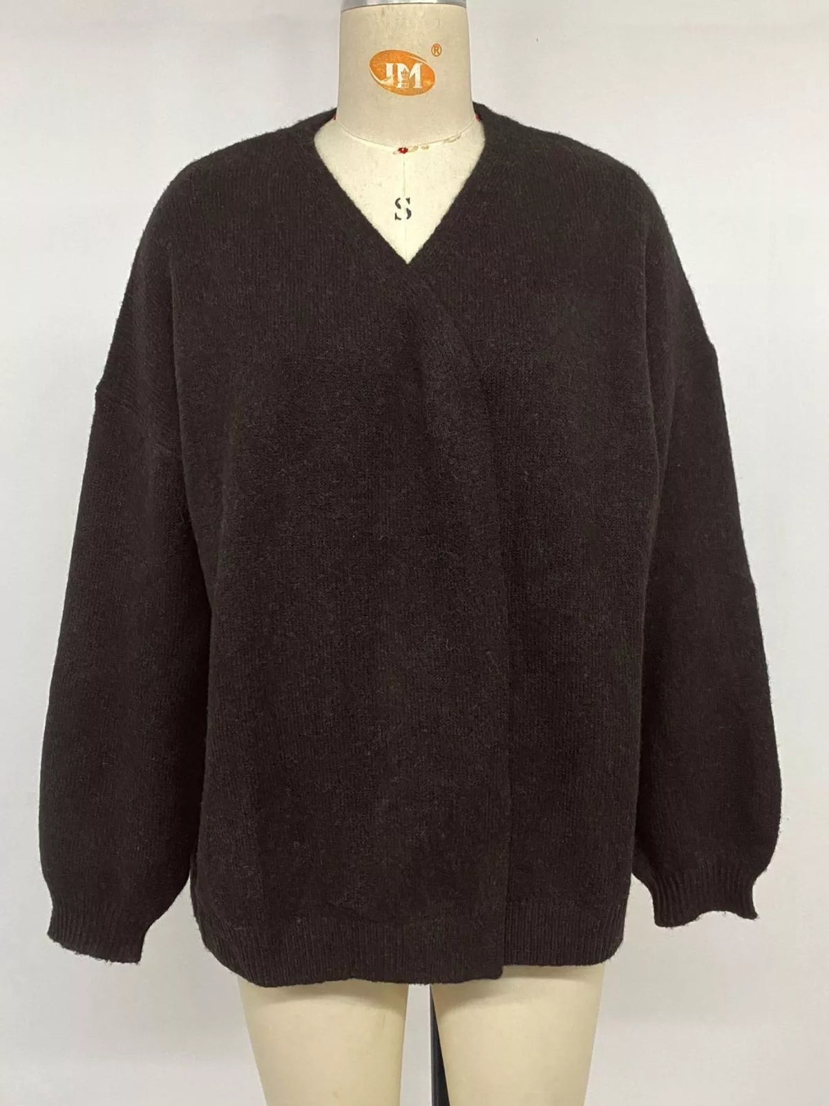 Tie Waist Dropped Shoulder Wrap Cardigan - Chocolate - View 11