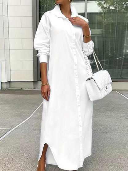 Plus Size Longline Button-Down Shirt - White - View 3