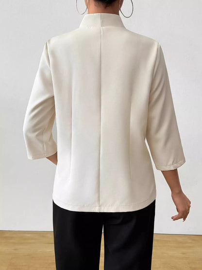 Three-Quarter Sleeves Blazer - Milky White - View 4
