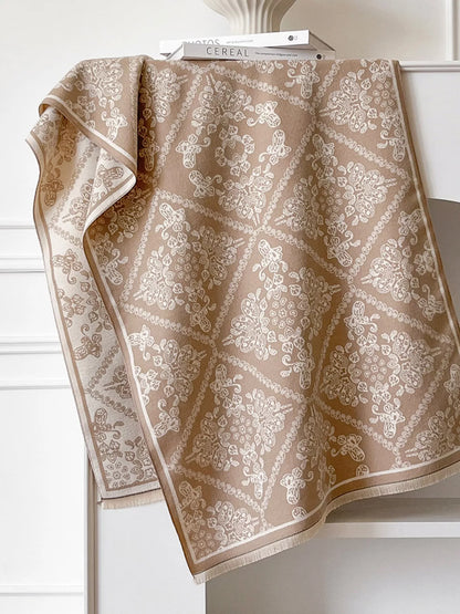 Raw Hem Knitted Scarf - Khaki - View 3