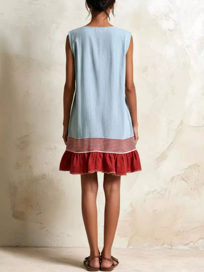 Full Size Ruffled Hem Sleeveless Mini Dress Plus Size - Light Blue - View 2