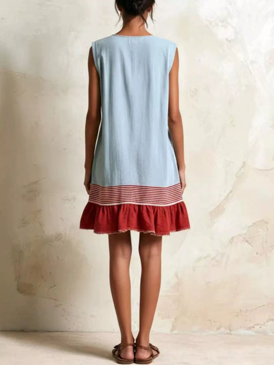 Full Size Ruffled Hem Sleeveless Mini Dress Plus Size - Light Blue - View 2