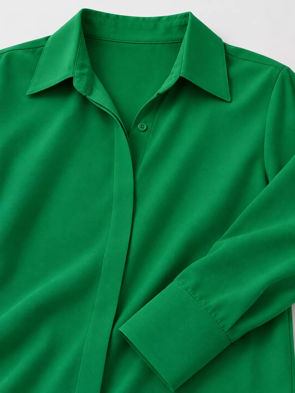 Button Up Long-Sleeve Shirt - Green - View 17