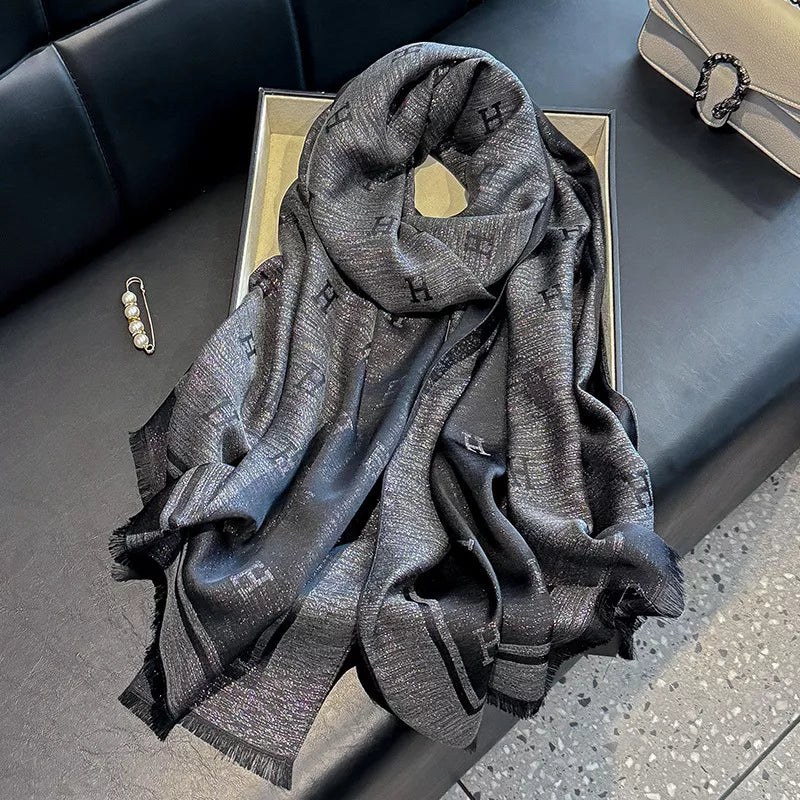 Raw Hem Scarf - Black - View 10