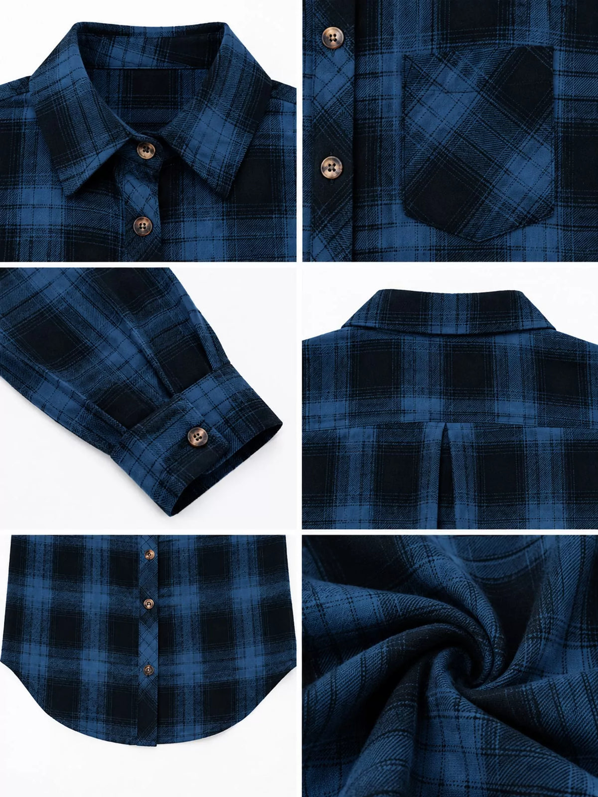 Plaid Button-Down Oversized Shirt - Blue - View 25