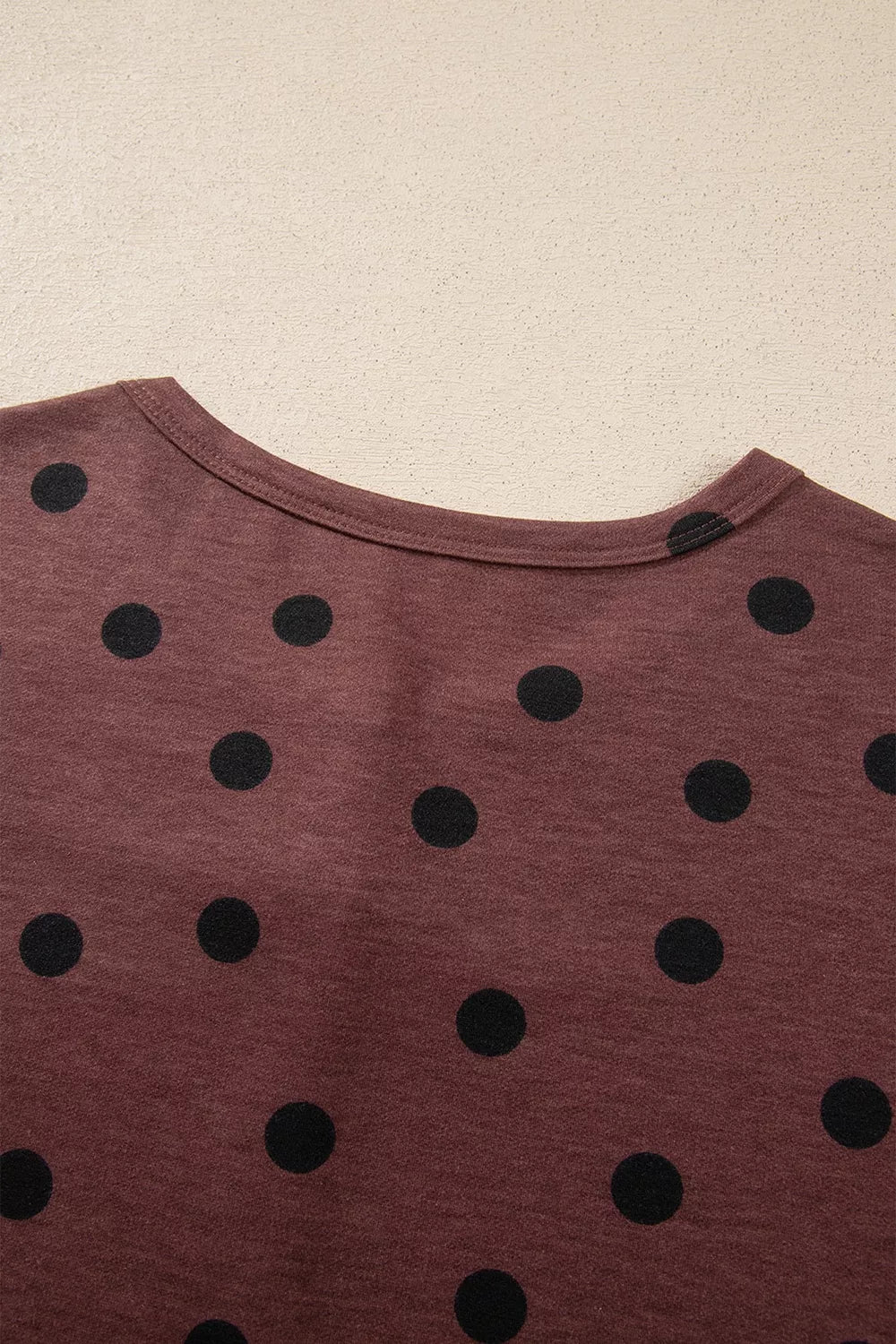 Polka Dot Button Front Long Sleeve Casual Shirt - Brown - View 9