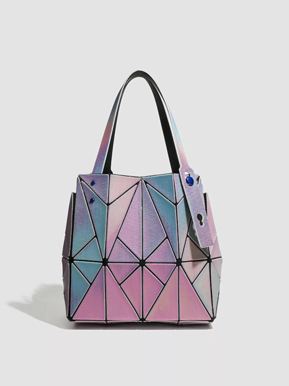 Geometric Iridescent Shoulder Bag - Purple - View 3