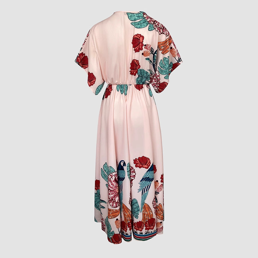 Fashion Tropical Style Printed Long Dress - One Size Available