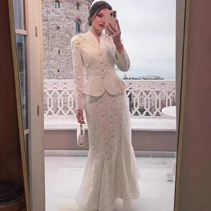 Vintage Long Sleeve Maxi Dress Set, Elegant and Noble Autumn Fashion Dress for Women