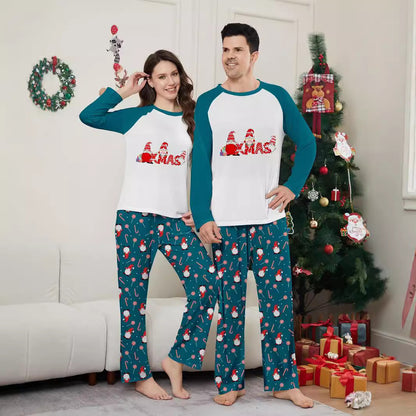 Christmas Family Matching Pajamas Set with Santa Claus and Candy Cane Color-block Print