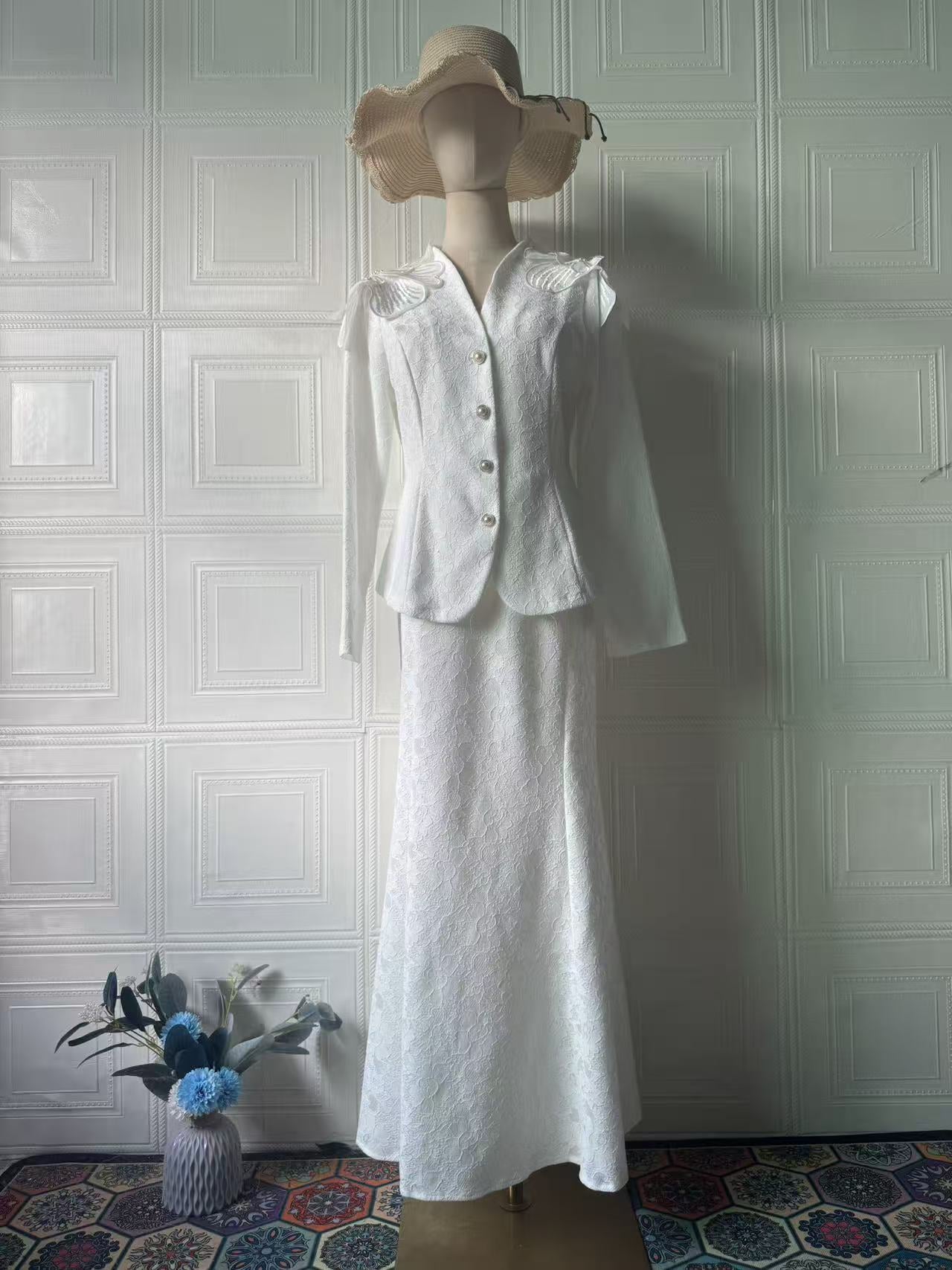 Vintage Long Sleeve Maxi Dress Set, Elegant and Noble Autumn Fashion Dress for Women
