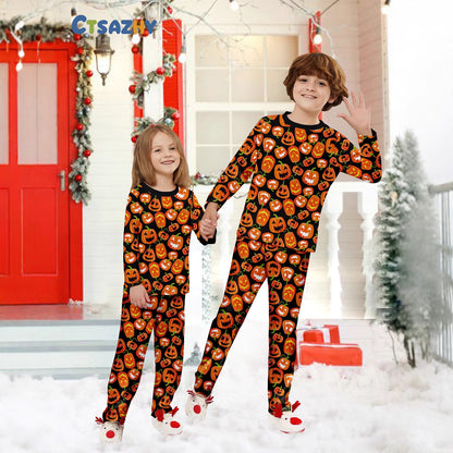 Halloween Family Pajama Set Pumpkin Funny Devil Print European and American Style Home Wear