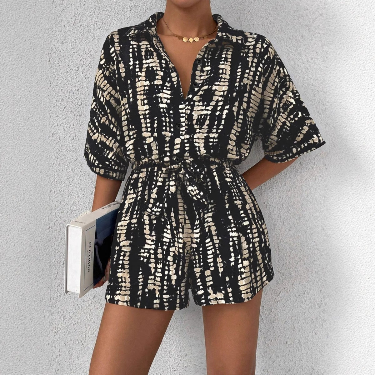 Loose short sleeved jumpsuit