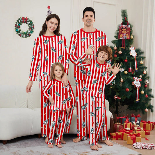 Family Christmas Tree Digital Print Pajamas Set for Parents and KidsHoliday Home Wear