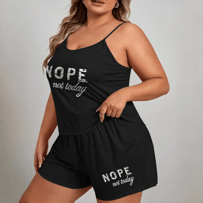 Comfortable Women's Sleepwear Set with Letter Print, Oversized Strap ShortsSuitable for Wear Outside Home