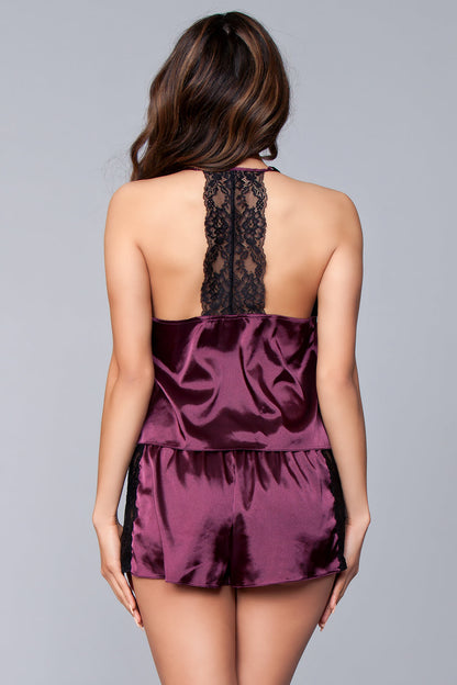 Jasmina Satin Cami & Short Set - Purple - View 3