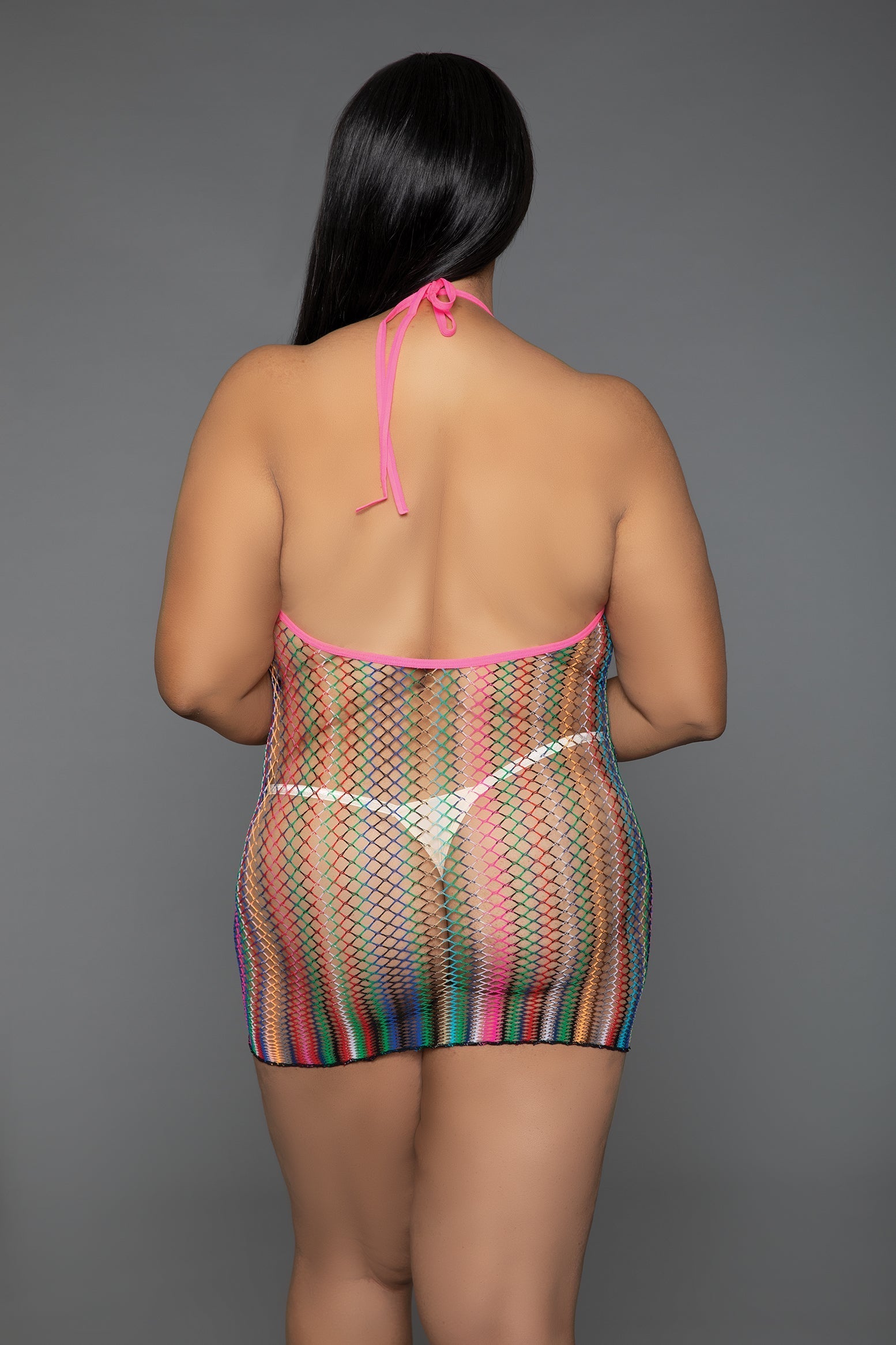 BWB42 Rainbow Halter Minidress, detail view