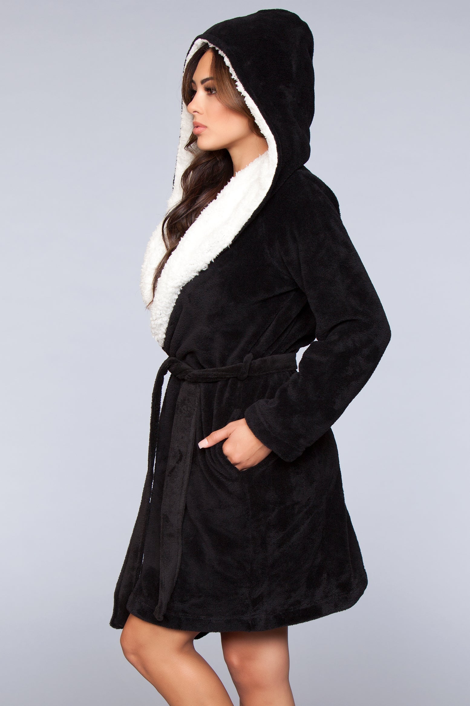 Janet Plush Fleece Color Block Robe, side view