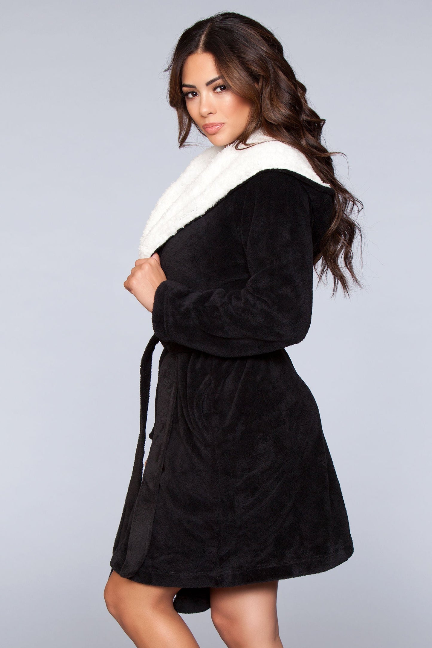 Janet Plush Fleece Color Block Robe, back view