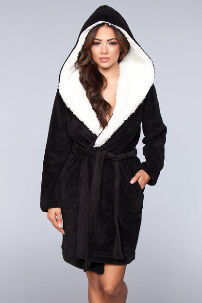 Janet Plush Fleece Color Block Robe, front view