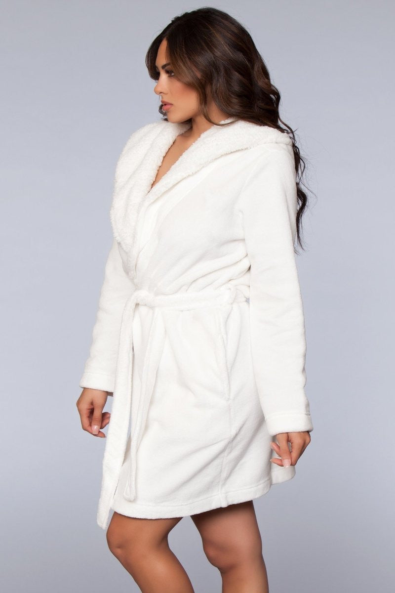 Janet Plush Fleece Color Block Robe, full length view