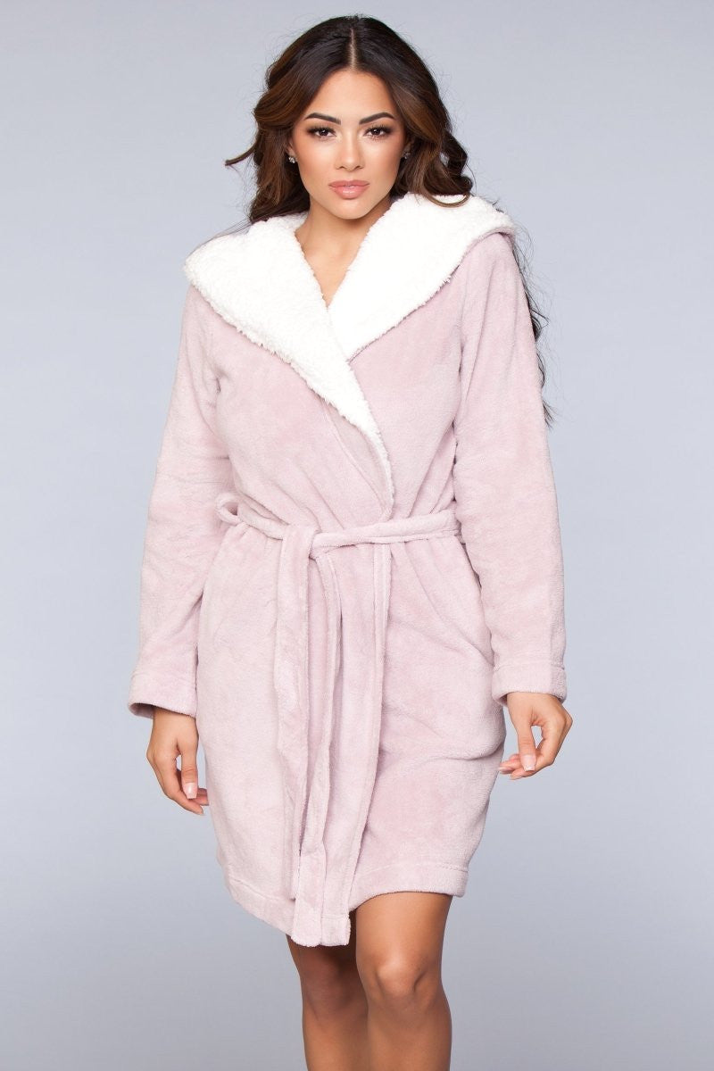 Janet Plush Fleece Color Block Robe, front view