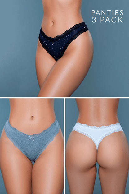 Jade Thong 3 Pack, front view