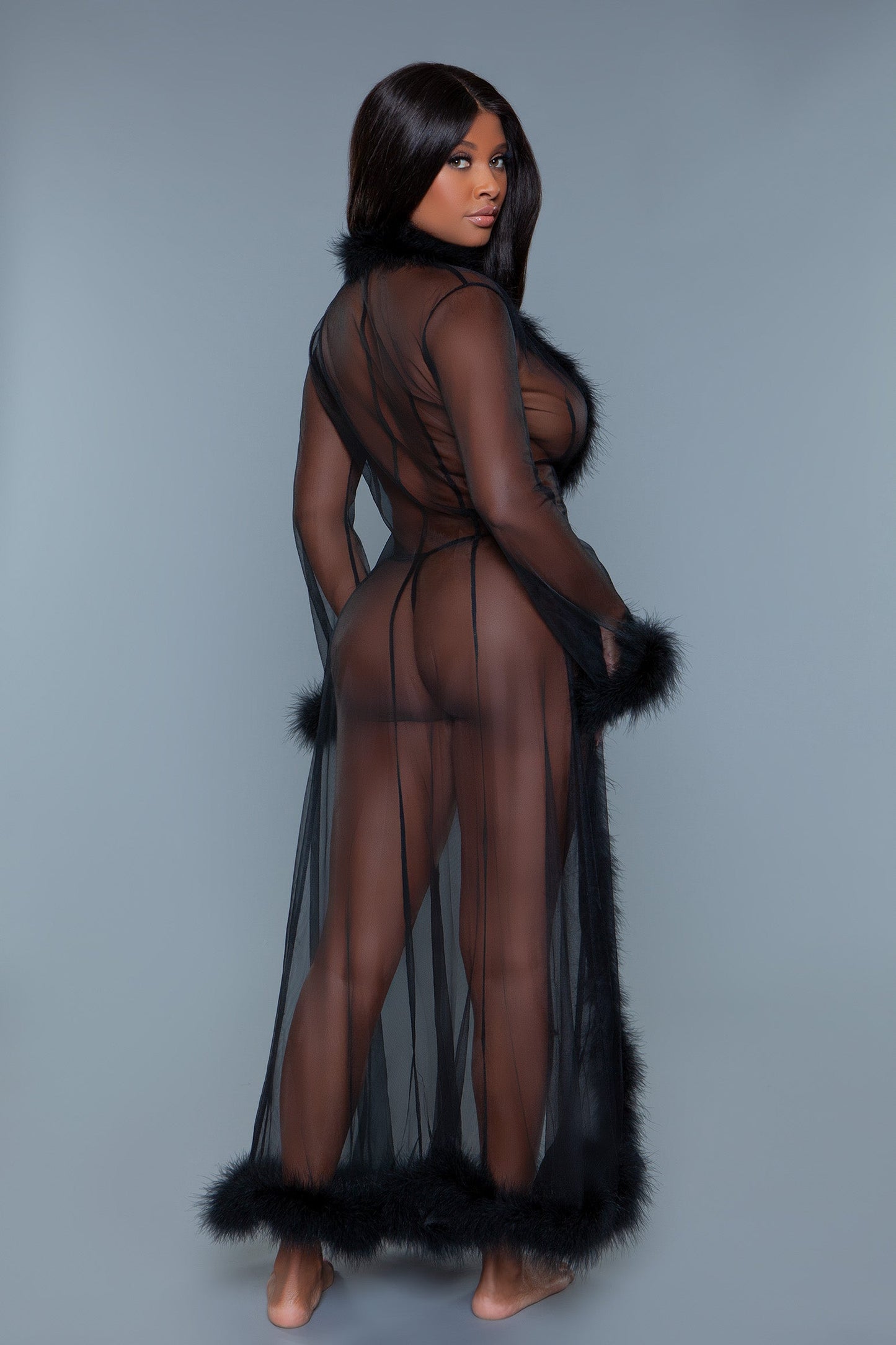 Marabou Robe, full length view