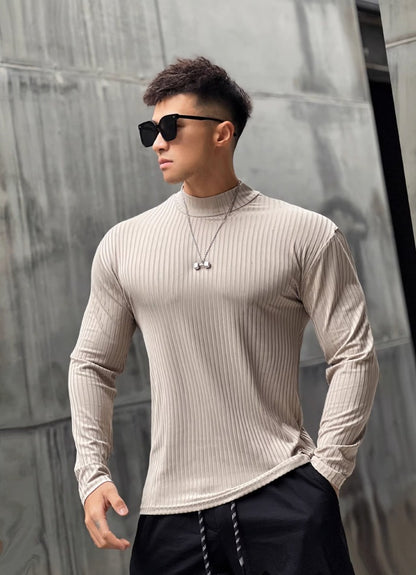 Fall New Long Sleeve Quick-Dry Fitted Shirt for Men Muscle Building, RunningBasketball, High Elasticity Sport T-Shirt