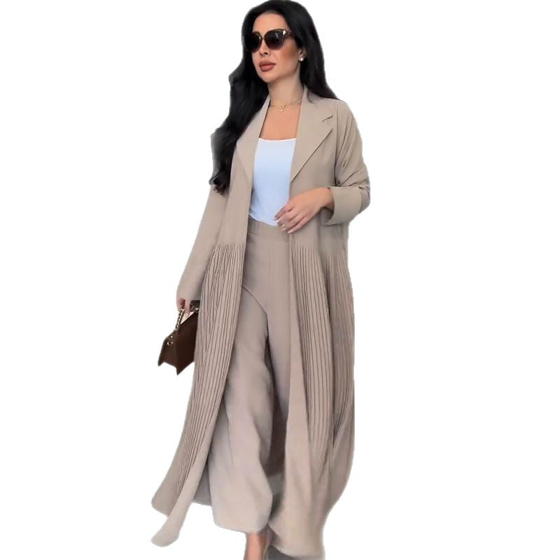 Minimalist temperament pressure compromise long windbreaker pants two-piece set