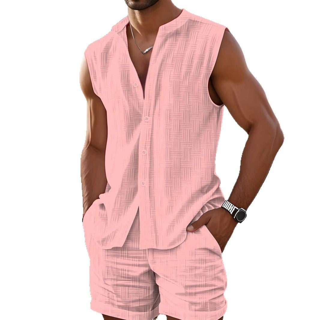 Tank top shirt casual loose sleeveless shorts beach set