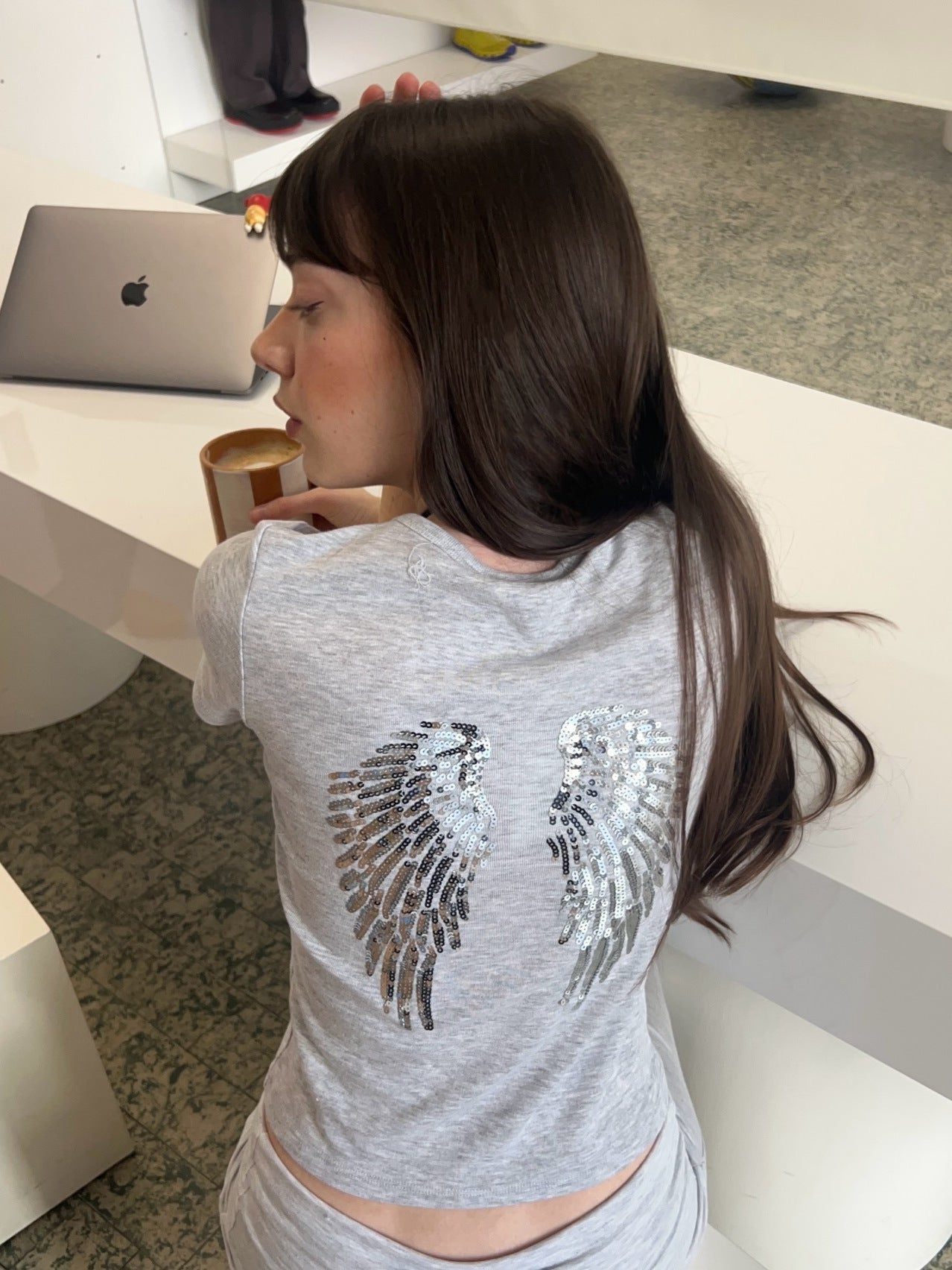 Style Sequin Wing Tee with High-Waisted Shorts Set for Women, Summer Casual Sporty Outfit