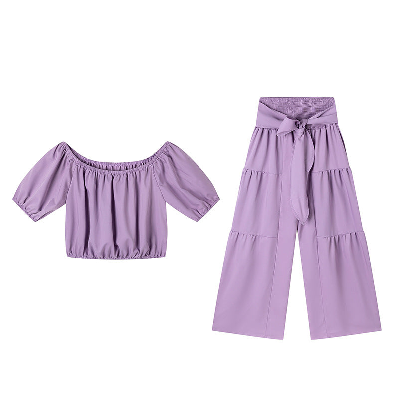 Women's Wide-Leg Trousers, Office High-Waist Solid Color Flare Tapered Pants with Belt, Casual Suit
