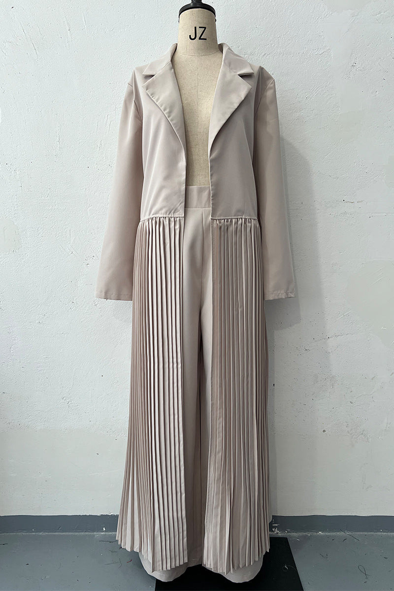 Minimalist temperament pressure compromise long windbreaker pants two-piece set