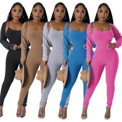 U-neck tight jumpsuit set