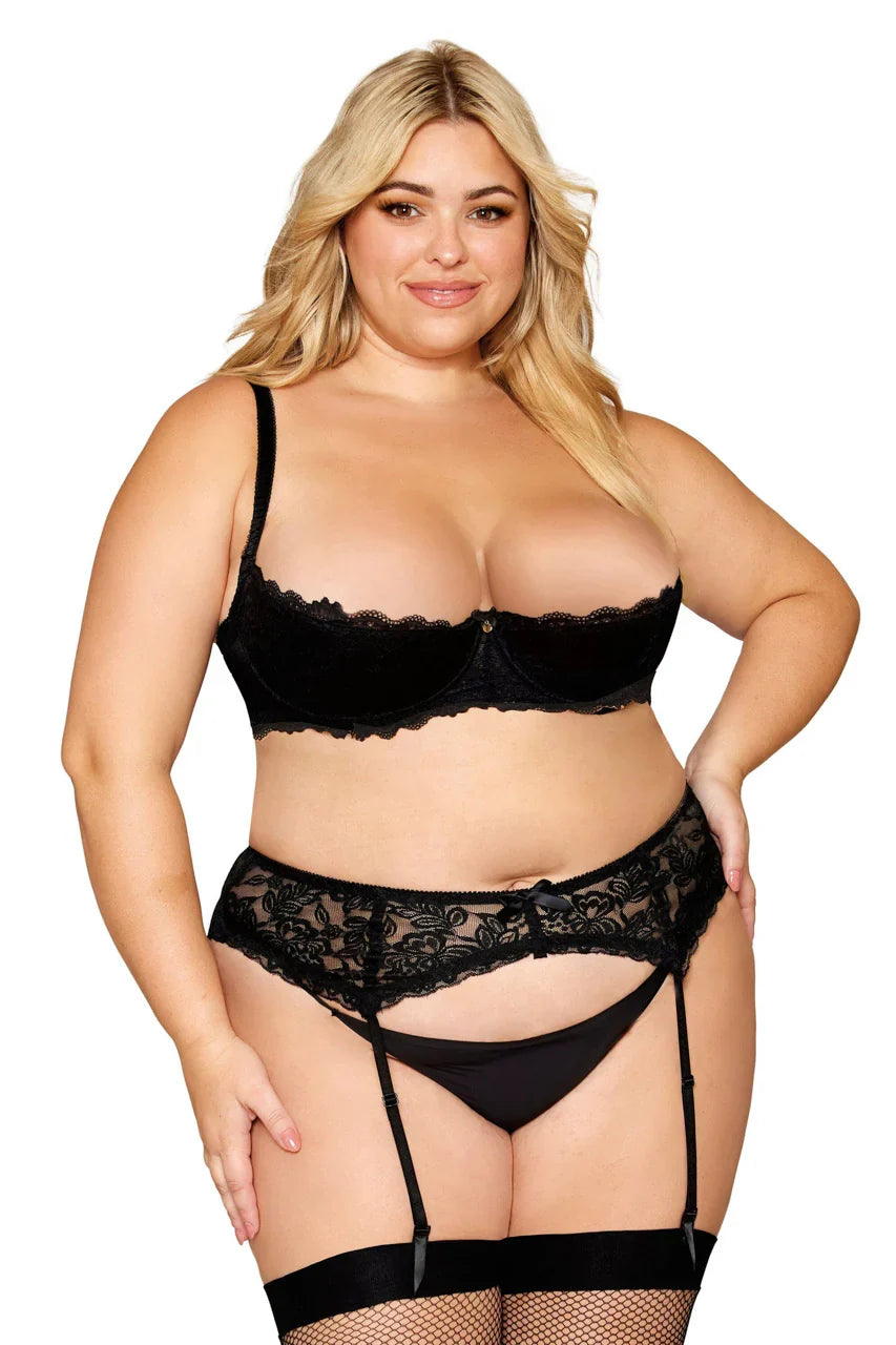 Lace Shelf Bra - Black - View 3