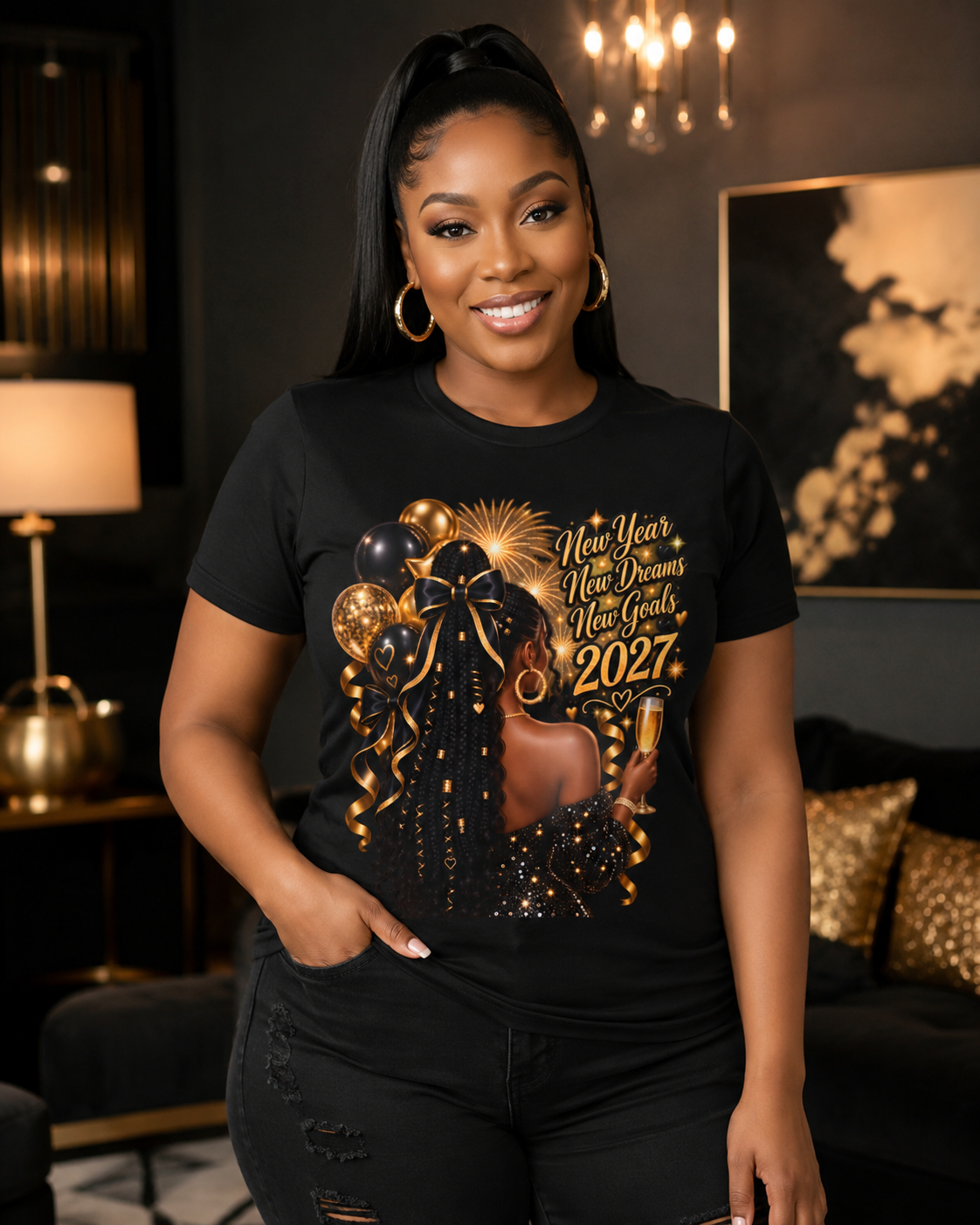 New Year 2027 Celebration Tee - Black - product view 1 - Black