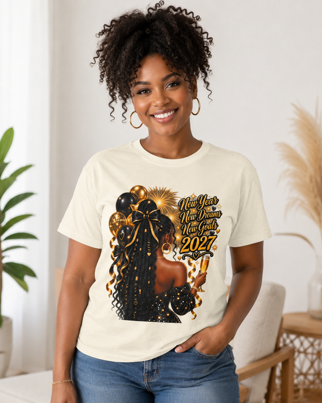 New Year 2027 Celebration Tee - Natural - product view 1 - Natural